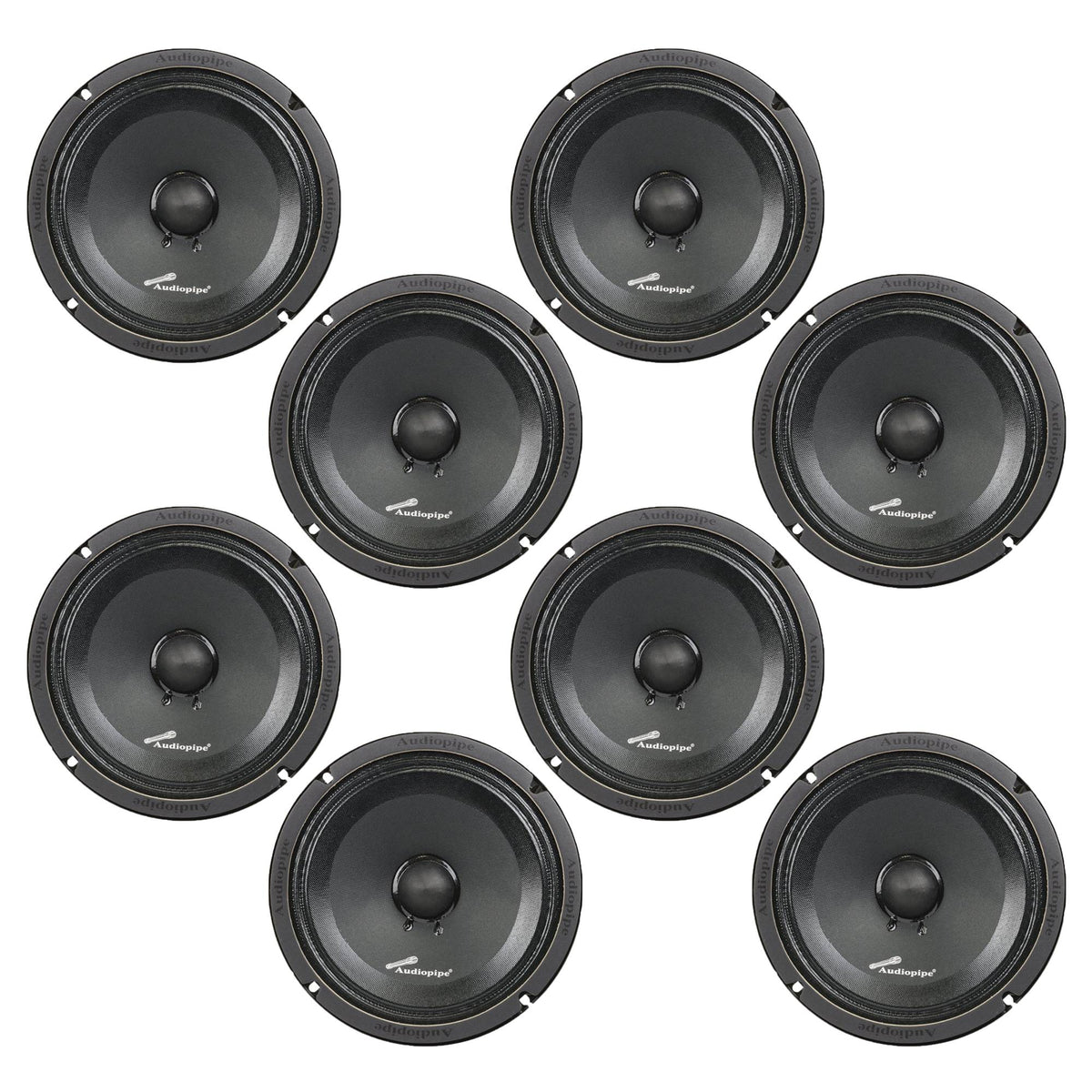 Audiopipe APMB-8SBC 250 Watt 8" Low Mid Frequency Car Audio Loudspeaker (8 Pack)