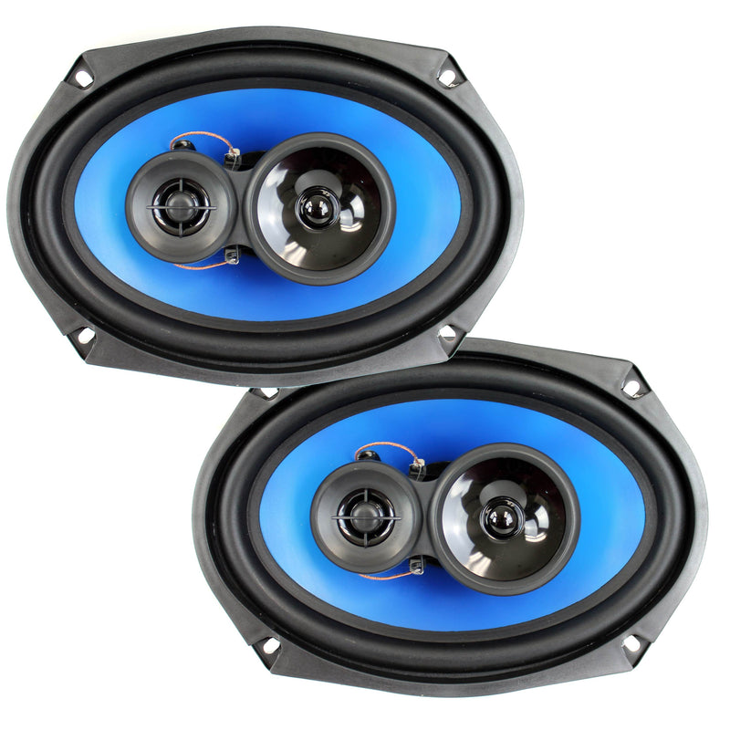 Q Power Angled 6 x 9 Inch Car Audio Speaker Enclosures w/ Coaxial Speakers, Pair