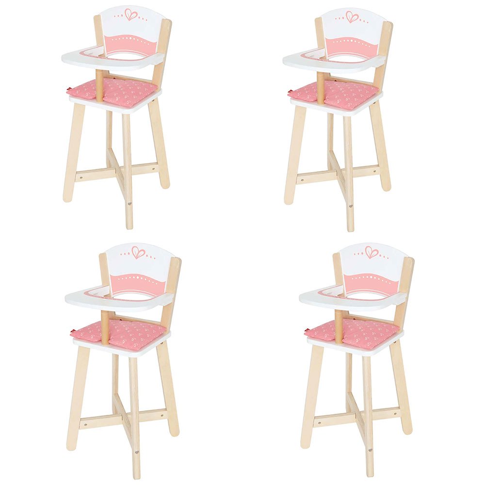Hape Wooden Baby Doll Play Highchair Seat Toddler Toy Furniture, Pink (4 Pack)