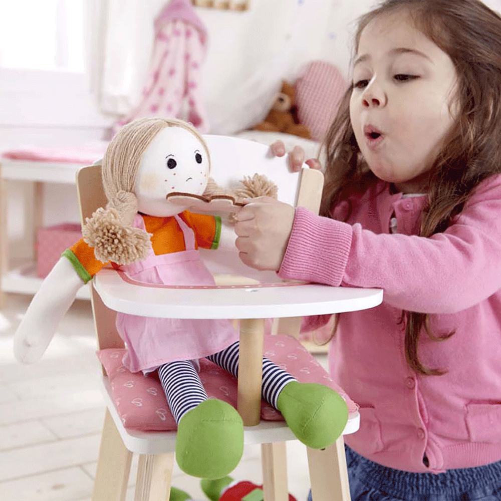 Hape Wooden Baby Doll Play Highchair Seat Toddler Toy Furniture, Pink (4 Pack)