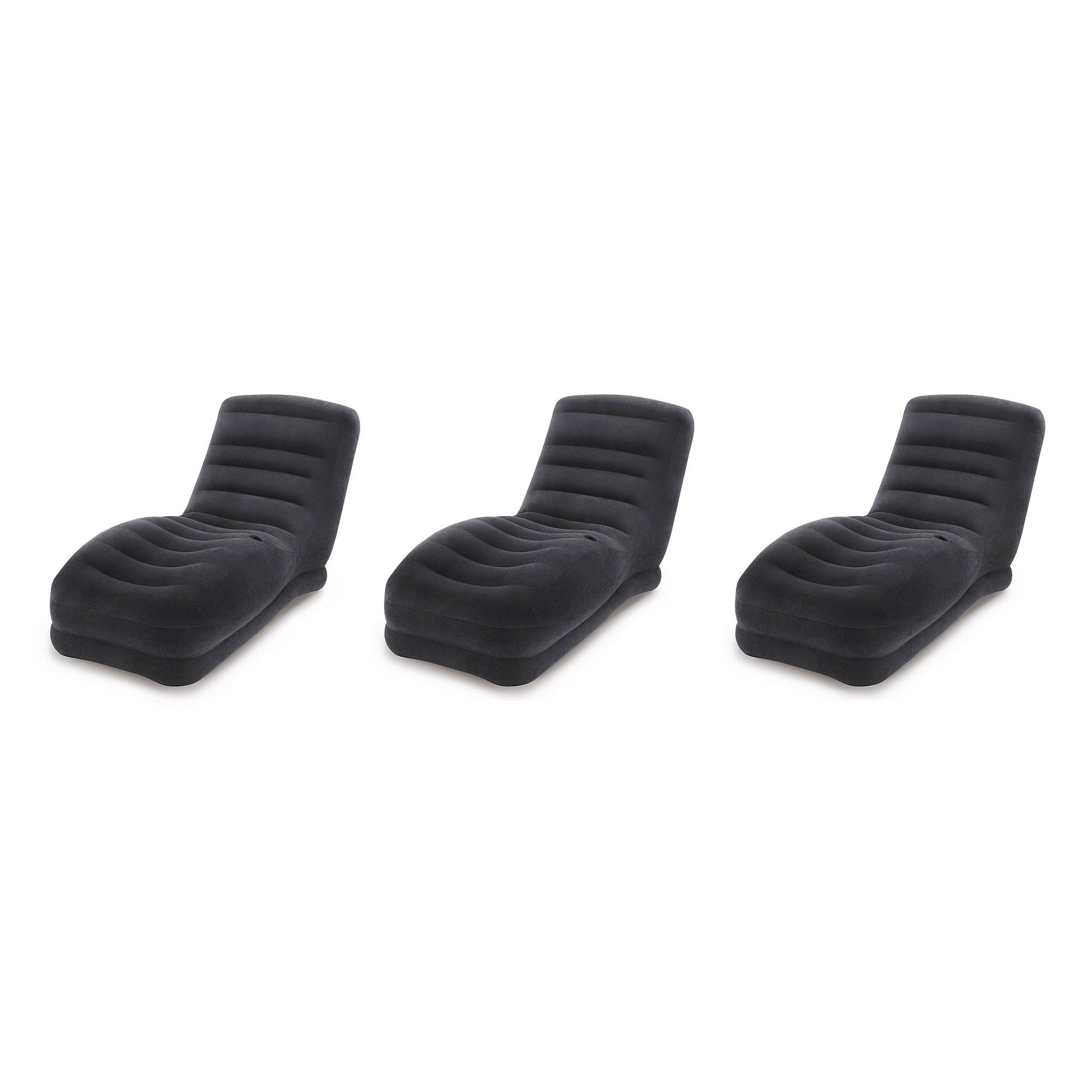 Intex Inflatable Contoured Mega Lounge Chair with Built-In Cup Holder (3 Pack)