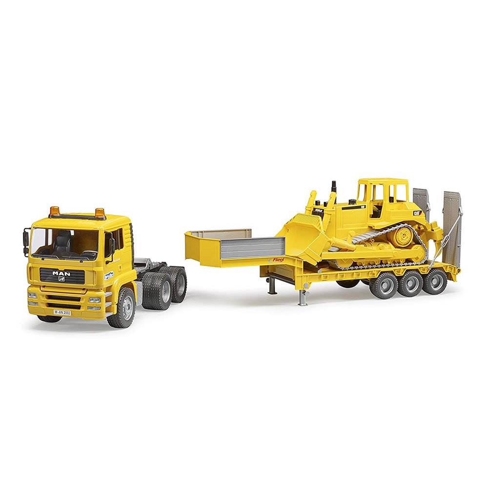 Bruder Toys Miniature Toy MAN TGA Loader Truck w/ CAT Bulldozer (Open Box)