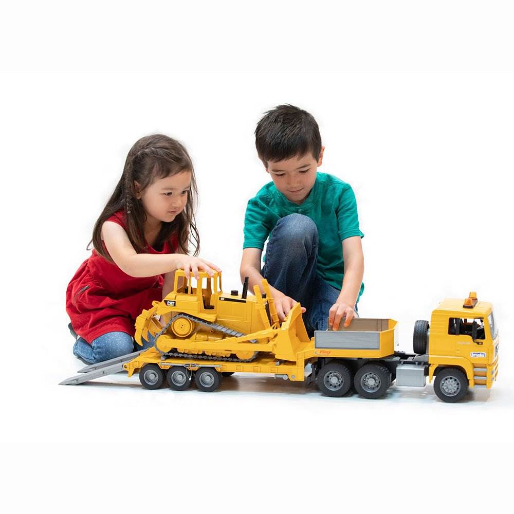 Bruder Toys Miniature Toy MAN TGA Loader Truck w/ CAT Bulldozer (Open Box)