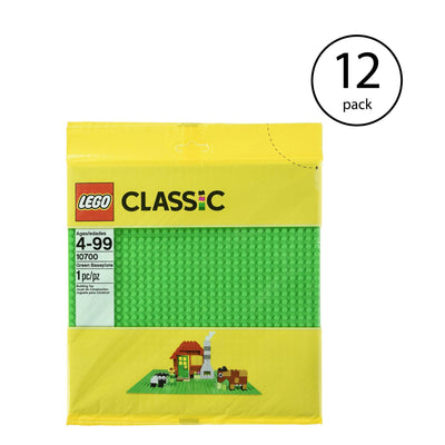 LEGO 32 x 32 Stud 10 x 10 Inch Stackable Building Baseplate, Green (12 Pack)
