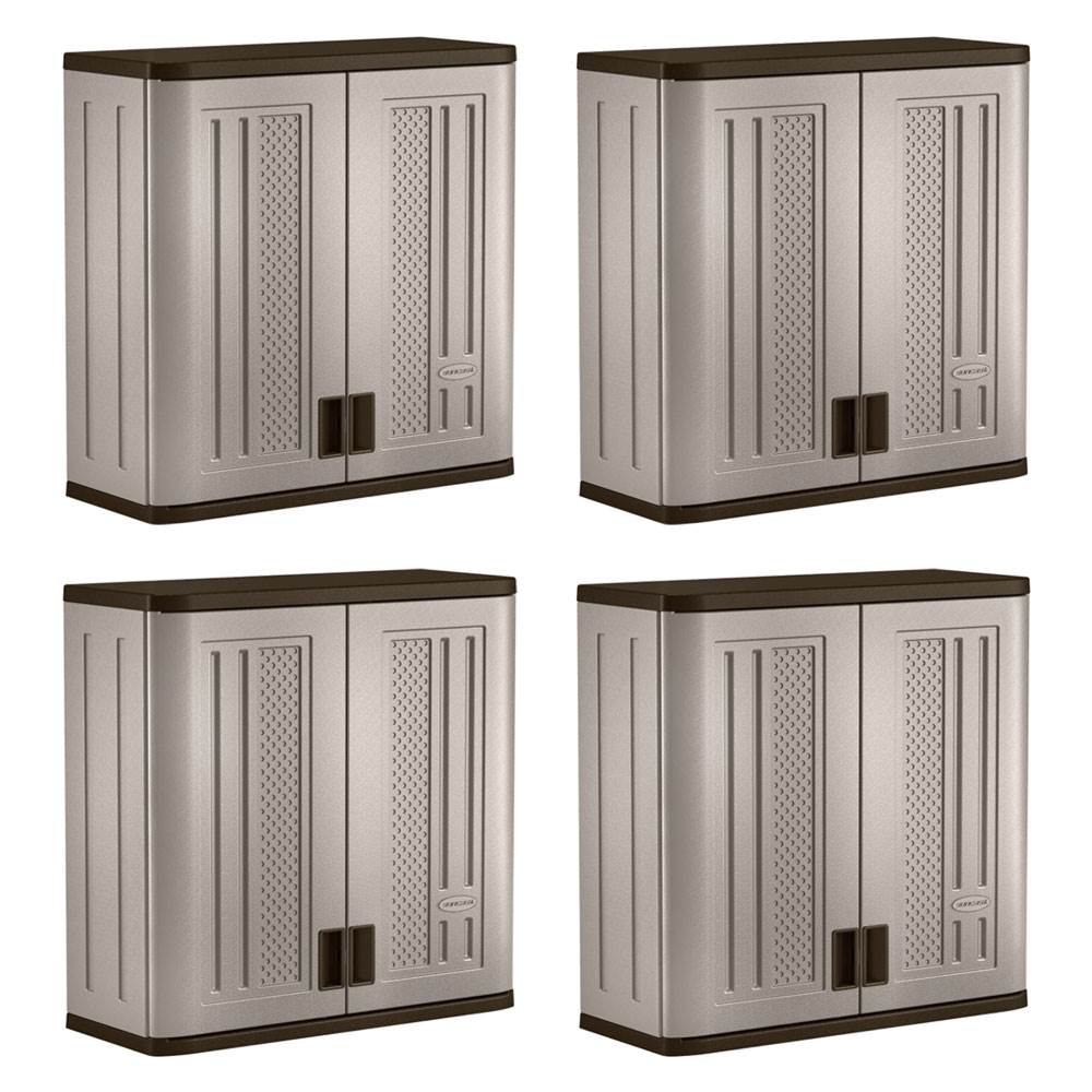 Suncast 4 Cubic Feet Resin Single Shelf Garage Wall Storage Cabinet (4 Pack)