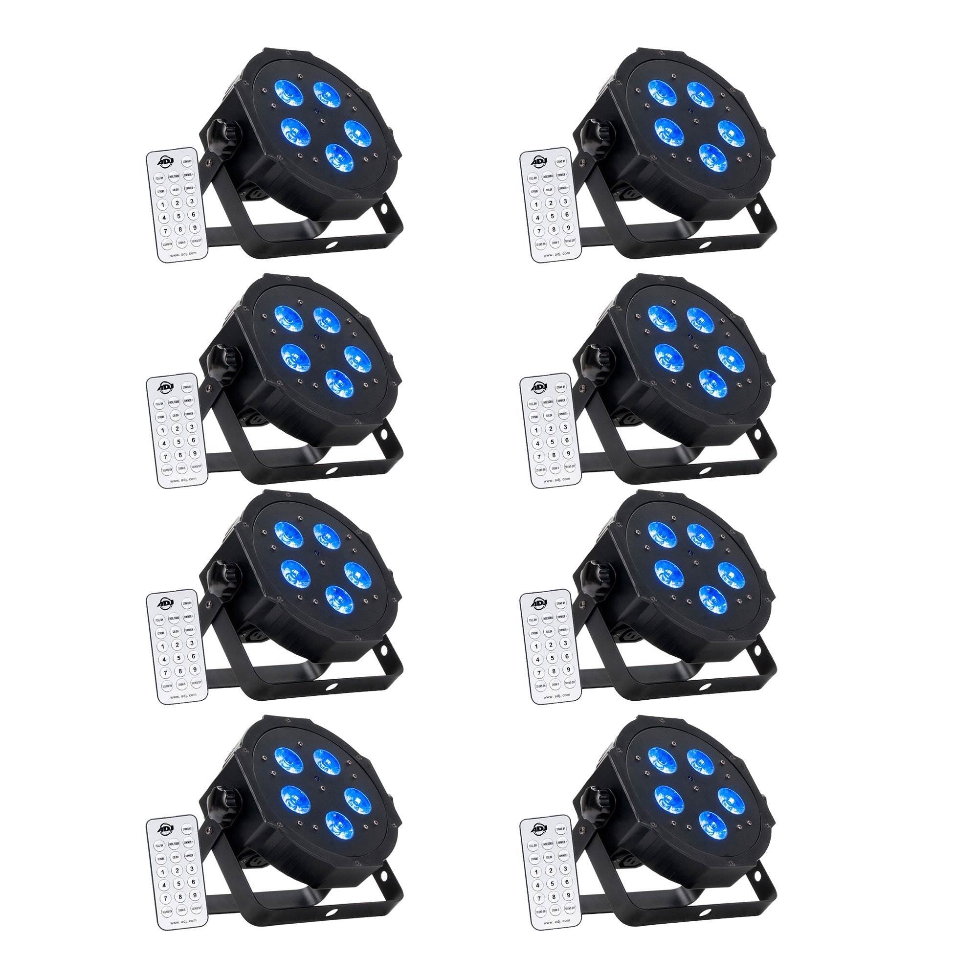 American DJ Mega Hex Par Low Profile LED RGBAW + UV Wash Effect Light (8 Pack)
