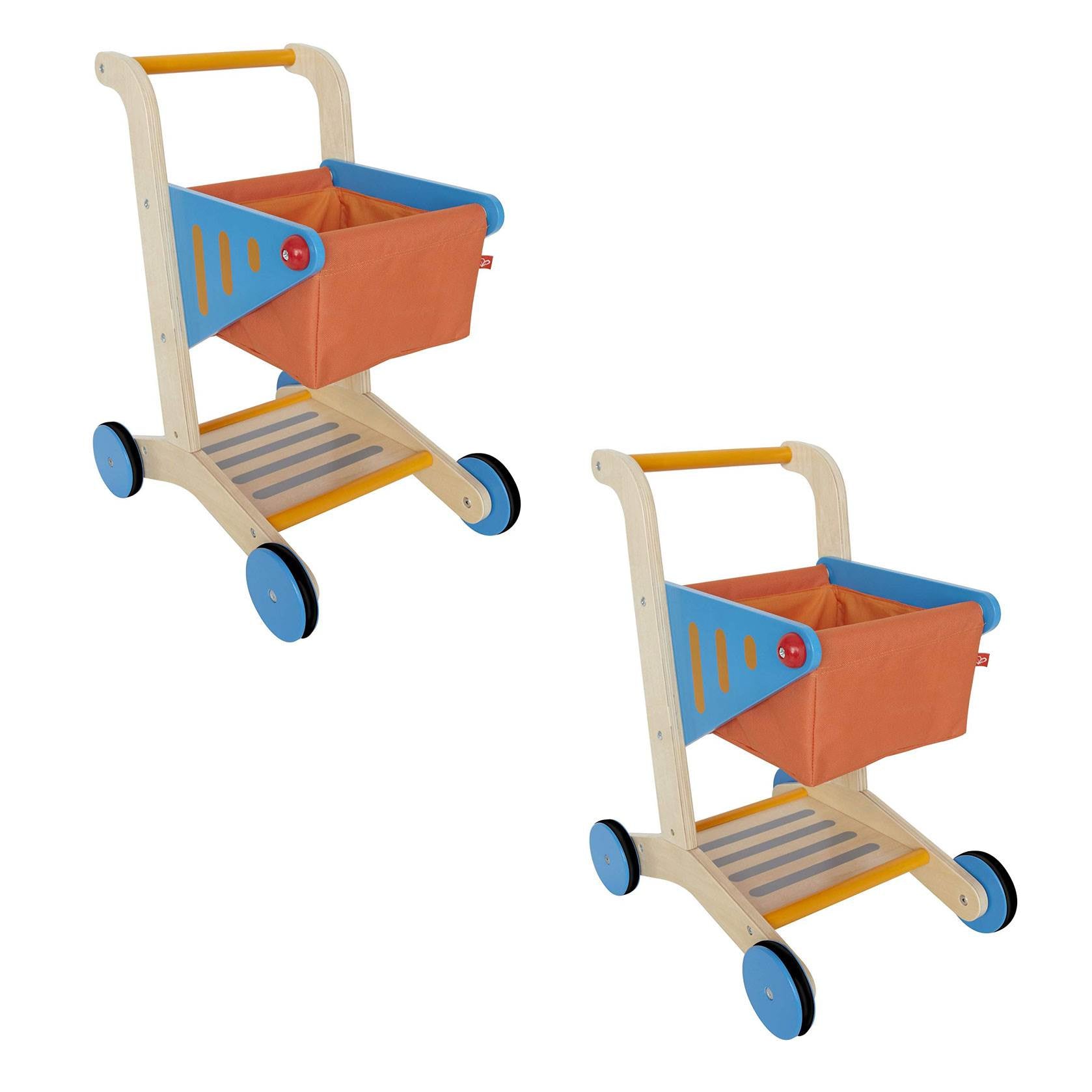 Hape Pretend Play Mini Wooden Kids Supermarket Grocery Shopping Cart (2 Pack)