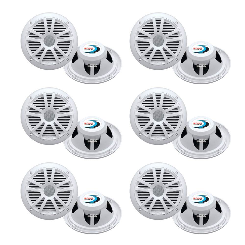 Boss Audio MR6W 6.5" 180W Dual Cone Marine/Boat Speakers Stereo (6 Pack) - VMInnovations