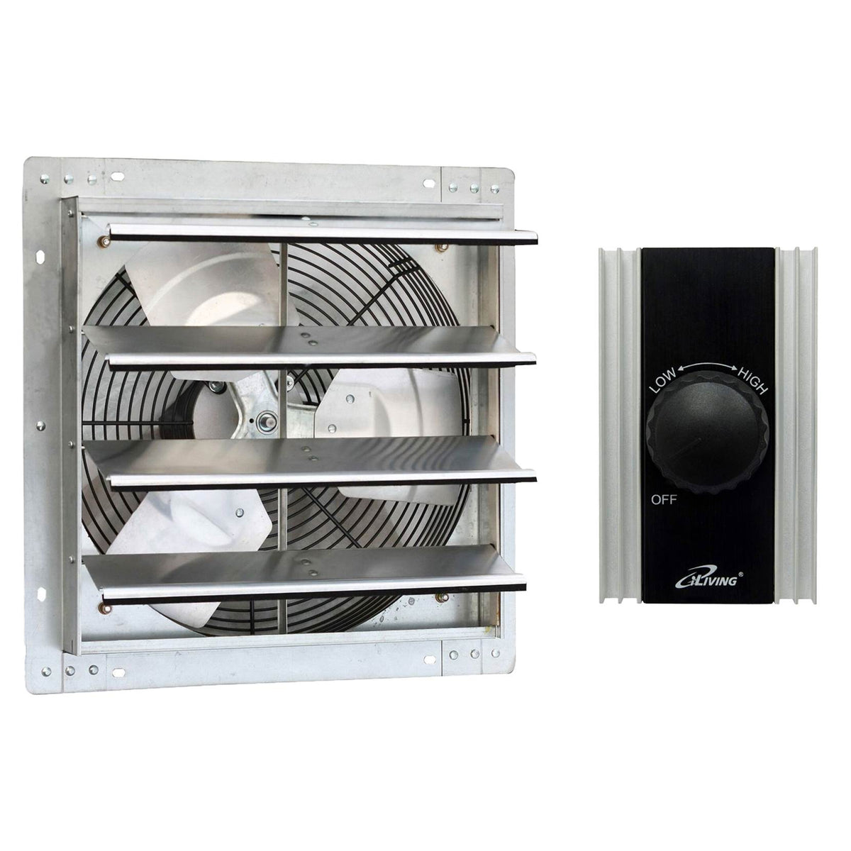 iLiving16 Inch Wall Mounted Steel Exhaust Fan & Fan Speed Controller 120V 8A