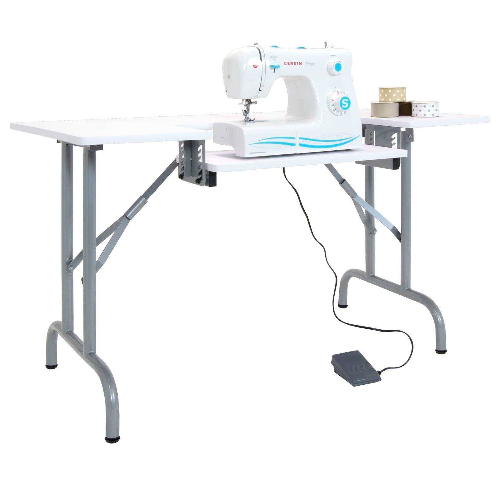 Studio Designs Folding Multipurpose Craft Table w/ Machine Shelf, White (2 Pack)