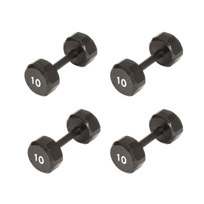 Marcy Pro TSA Hex 10 Pound Home Gym Iron Free Weight Single Dumbbell (4 Pack)