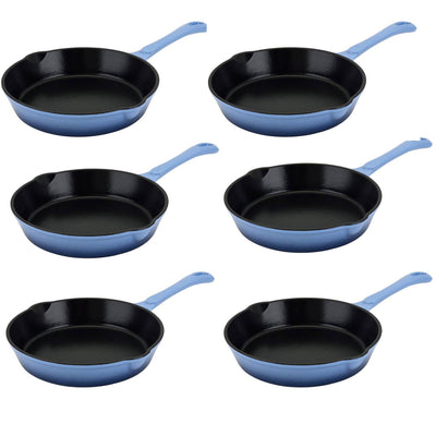 Hamilton Beach 10" Enameled Coated Solid Cast Iron Frying Skillet, Blue (6 Pack)