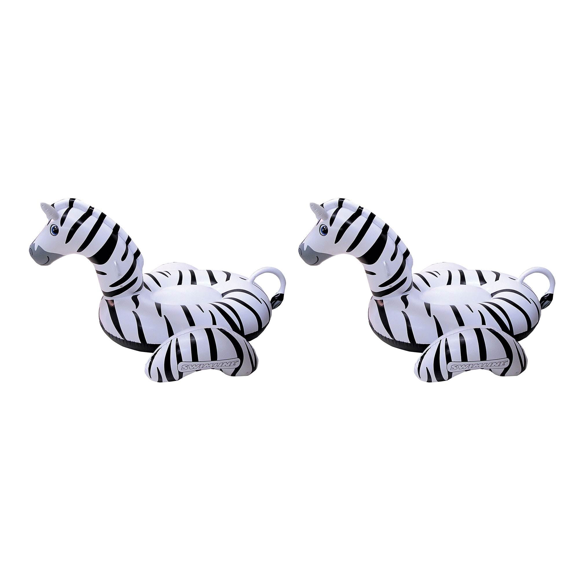 Swimline Zebra 2-Person Ride-On Inflatable Vinyl Swimming Pool Float (2 Pack)