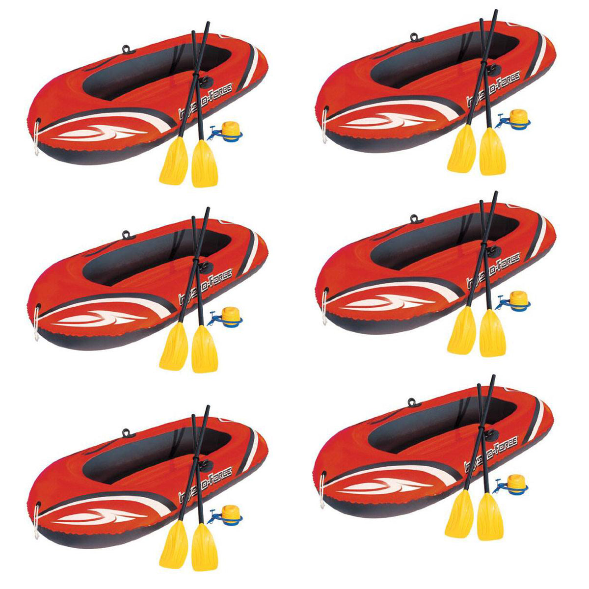 Bestway 77x45 Inches HydroForce Inflatable Raft Set with Oars and Pump (6 Pack)
