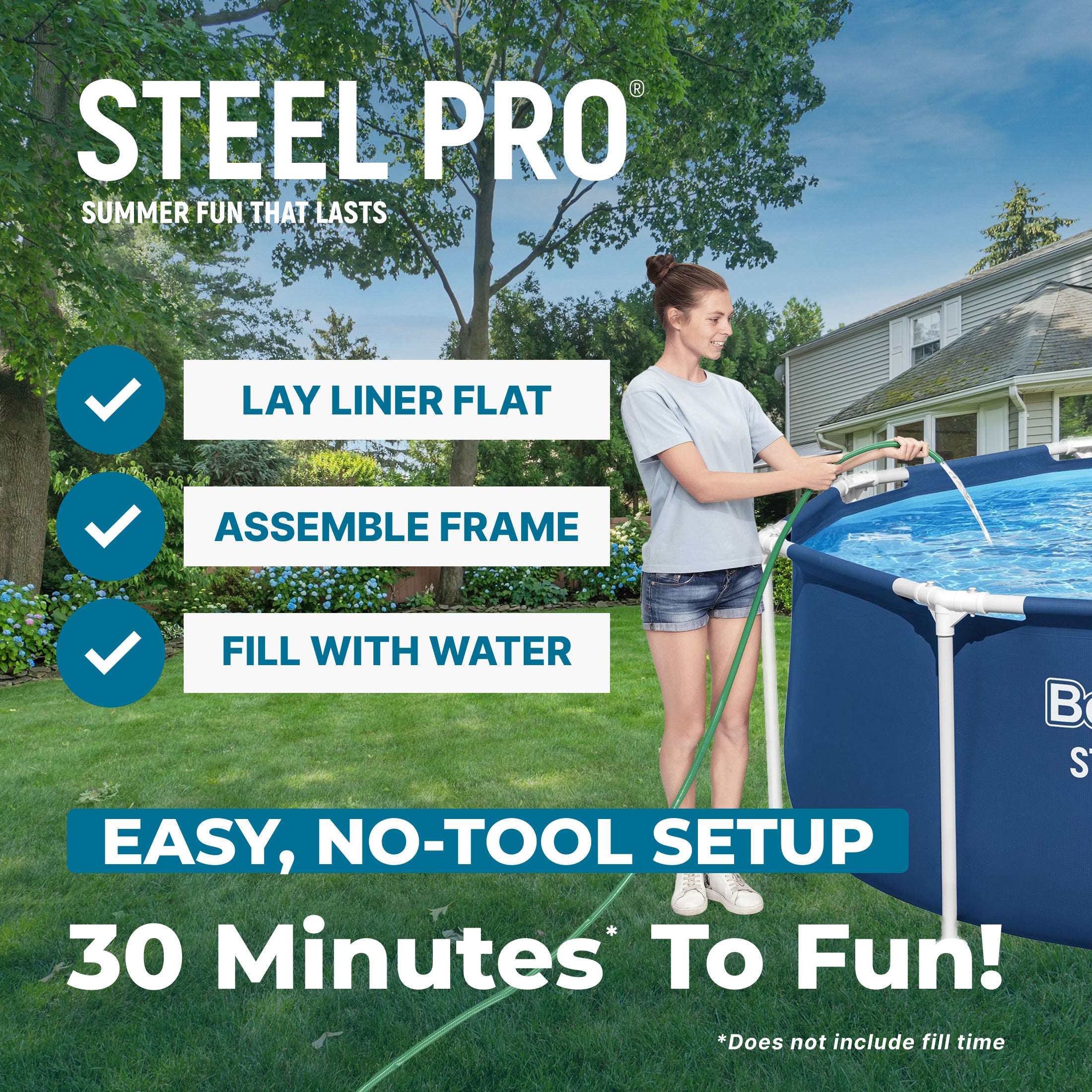 Bestway Steel Pro 12' x 30" Round Above Ground Pool Set with DuraPlus Liner