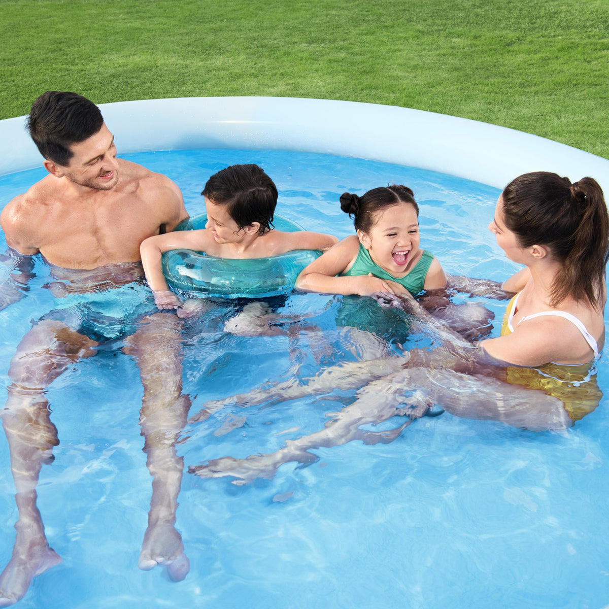 Bestway Fast Set Above Ground Pool, Round Inflatable Ring Top Pool (Used)