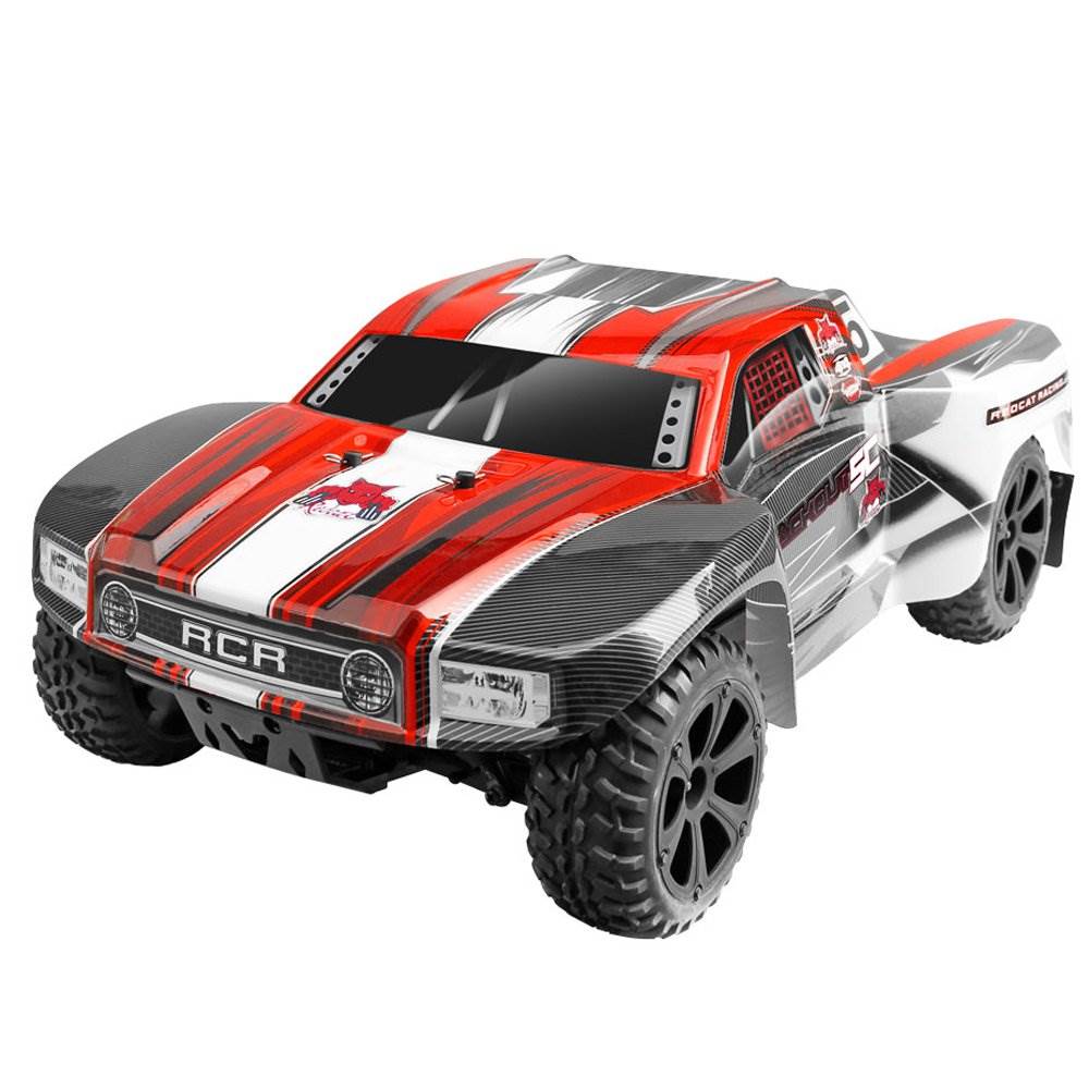 Redcat Racing Blackout SC 1/10 Scale Brushed Electric RC Truck, Red (4 Pack)