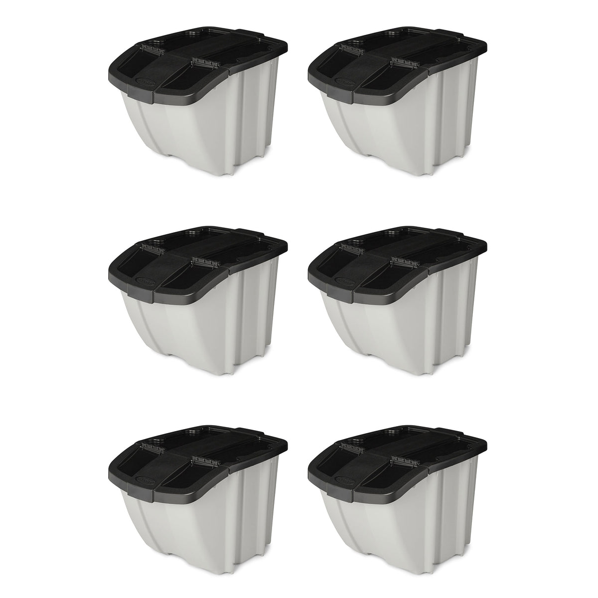 Suncast 18 Gallon Indoor/Outdoor Stackable Recycle Storage Bin, Gray (6 Pack)