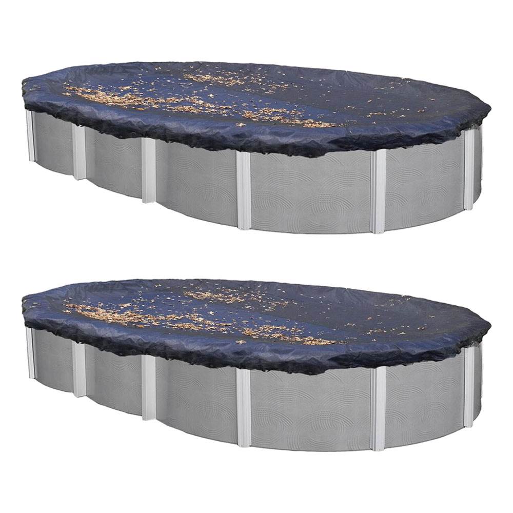 Swimline 18 x 38 Ft. Oval Above Ground Winter Swimming Pool Cover, Blue (2 Pack)