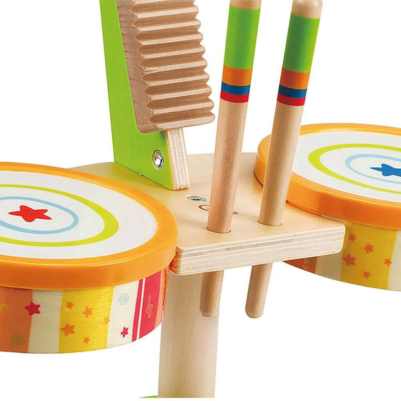 Hape Kids Rock and Rhythm Band Wooden Musical Play Drum Set for Kids (6 Pack)