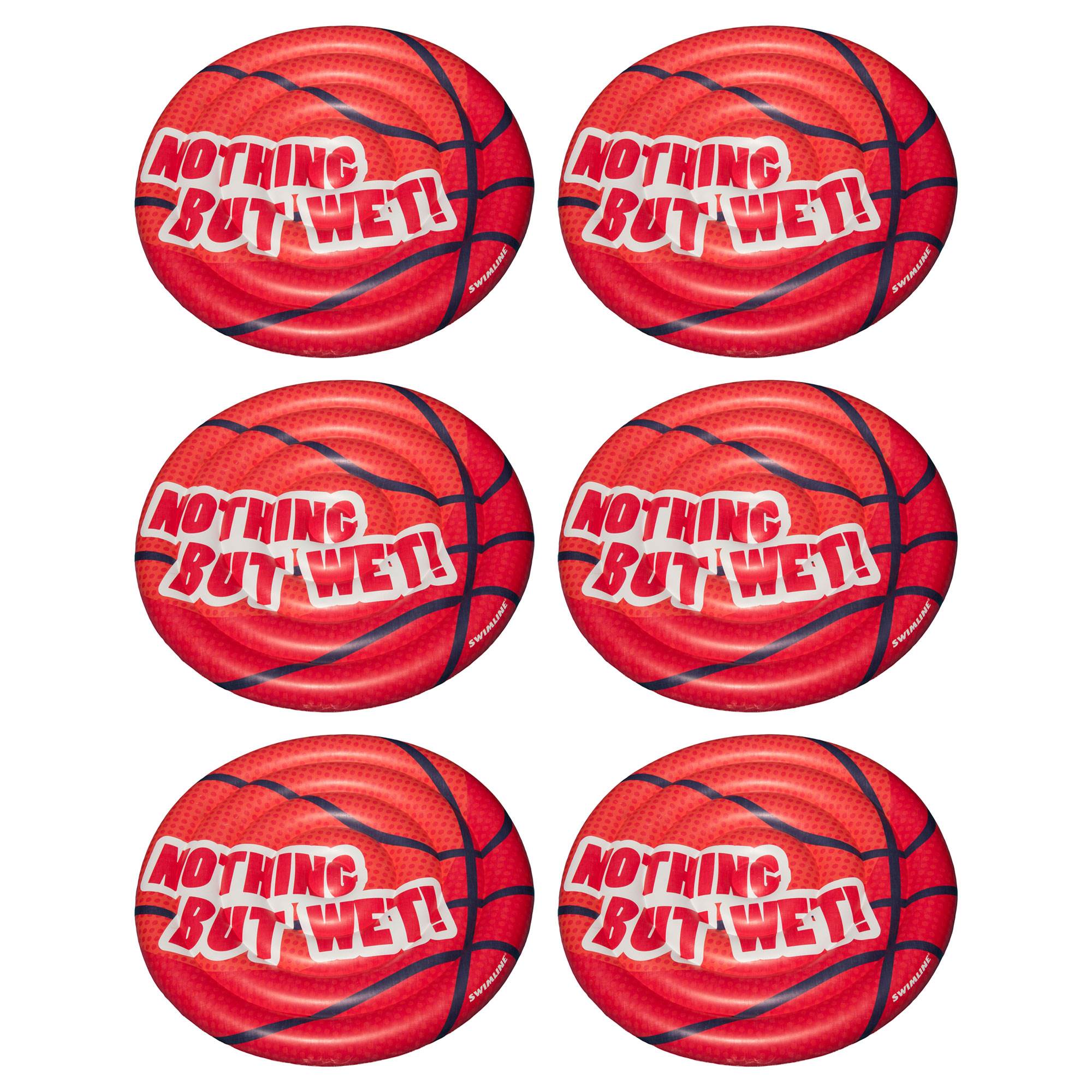 Swimline Giant Basketball Inflatable Swimming Pool Raft Ride On Float (6 Pack)