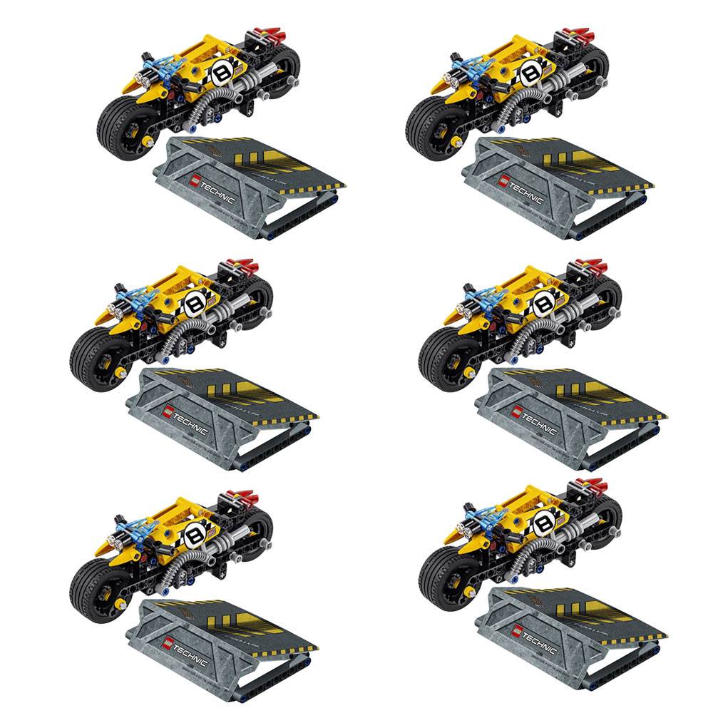 LEGO Technic Stunt Bike Racing Motorcycle 140 Piece Toy Building Kit (6 Pack)