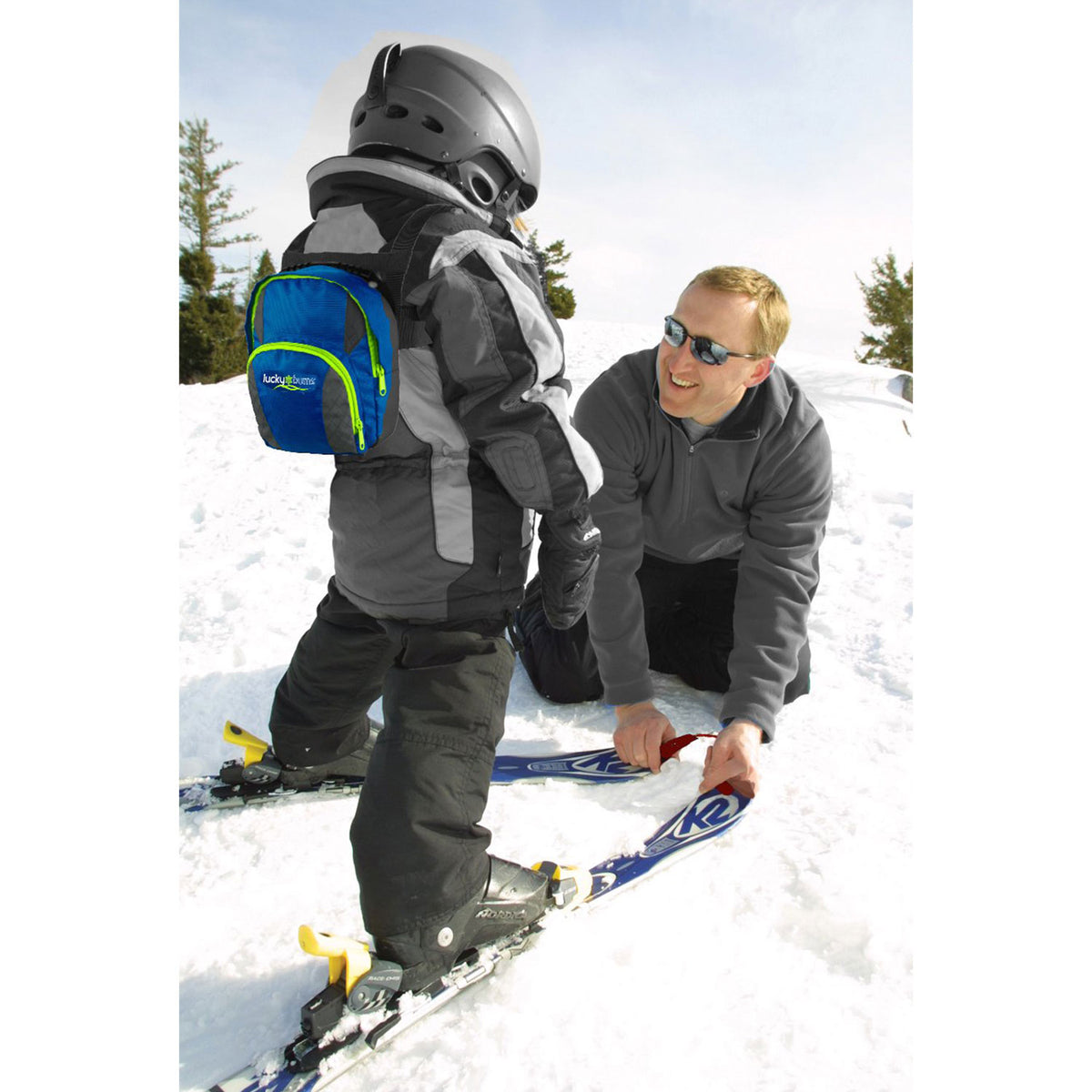 Lucky Bums Kids Ski Harness Trainer & Easy Wedge Bungee Cord Tip Connector, Blue