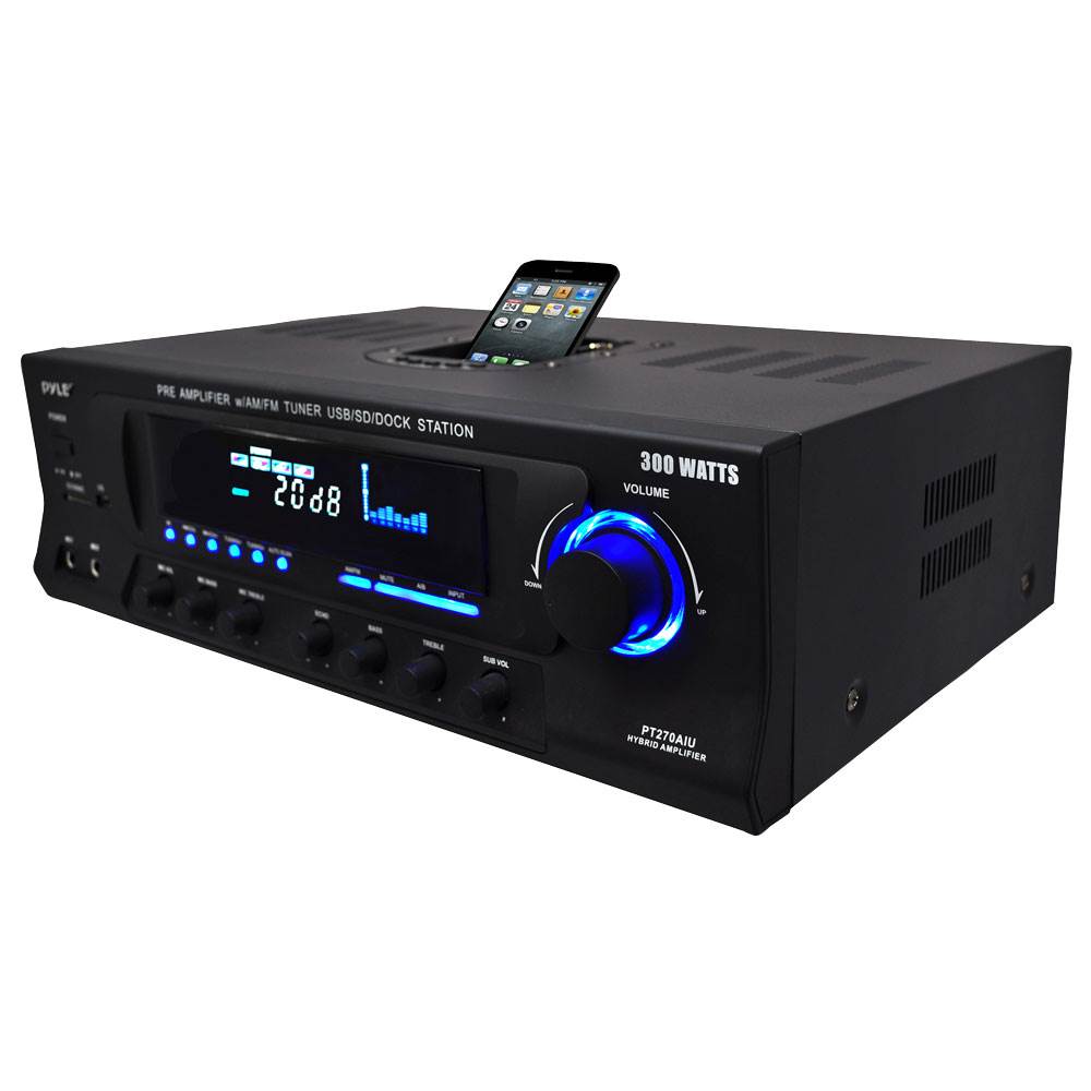 Pyle Pro 300W Home Amplifier Receiver Stereo iPod Dock AM/FM USB/SD (4 Pack)