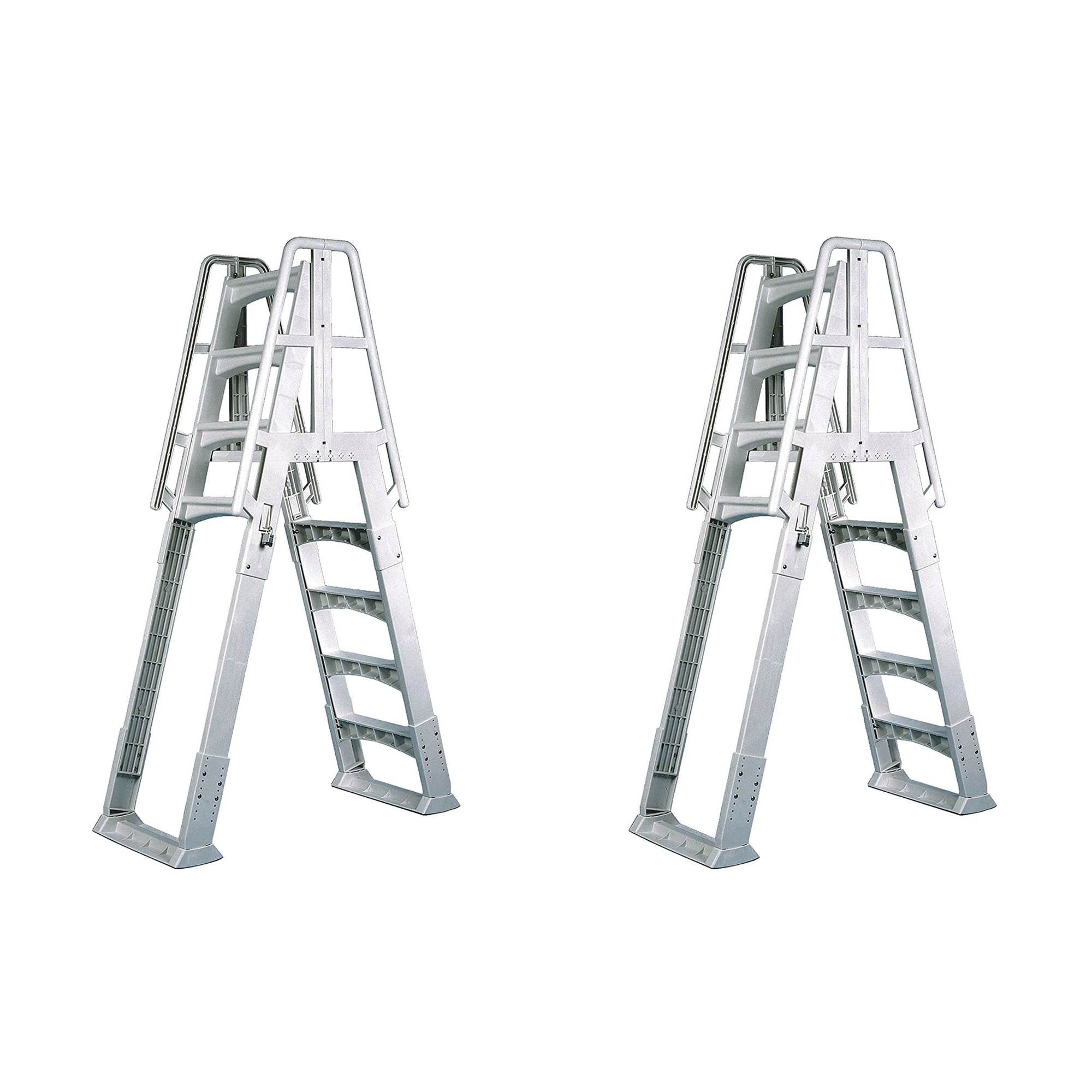 Vinyl Works Ladder with Barrier for Swimming Pools 48 - 56" Tall, White (2 Pack)