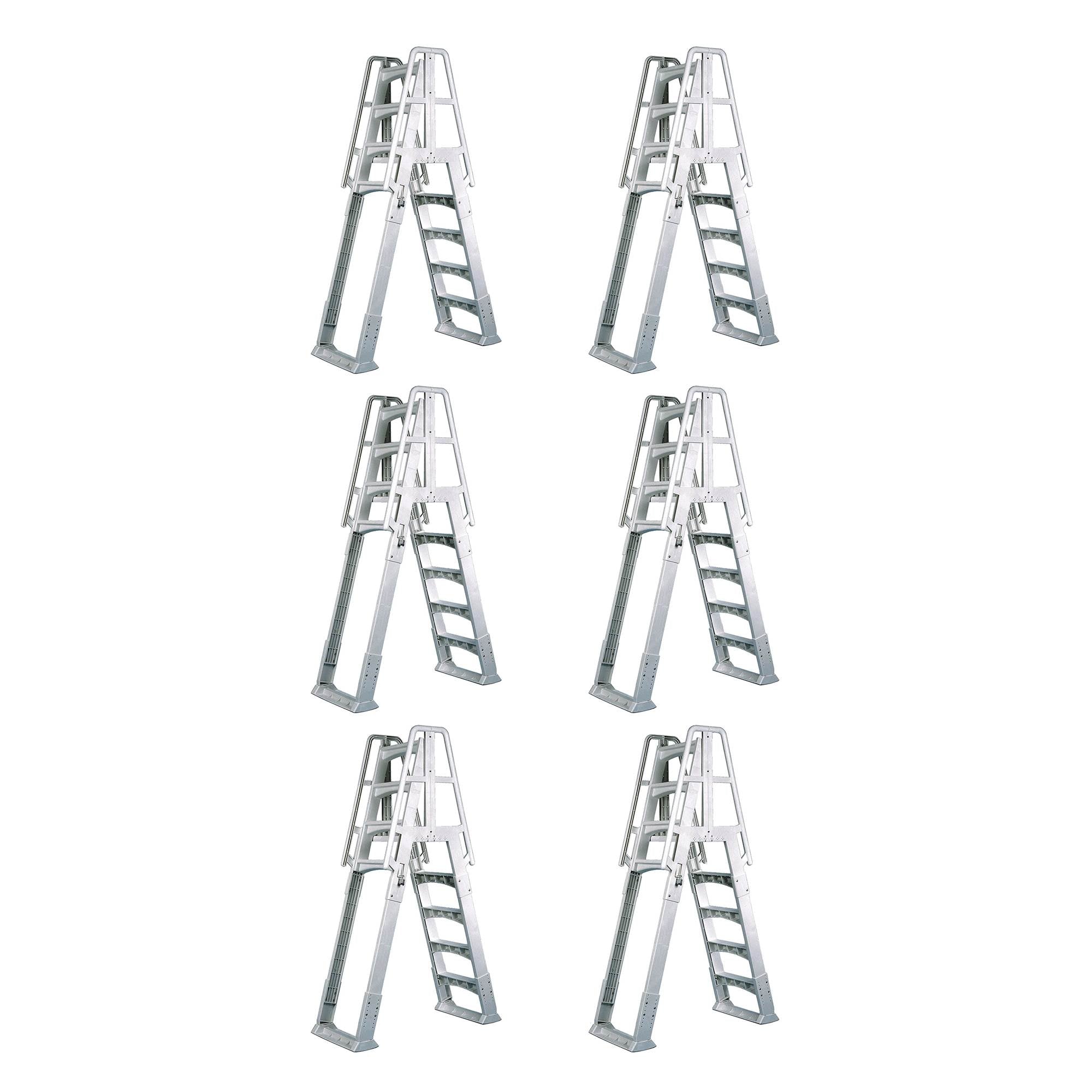 Vinyl Works Ladder with Barrier for Swimming Pools 48 - 56" Tall, White (6 Pack)