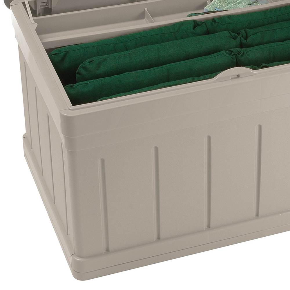 Suncast 129 Gallon Stay Dry Poly Resin Outdoor Deck Storage Box, Taupe (2 Pack)