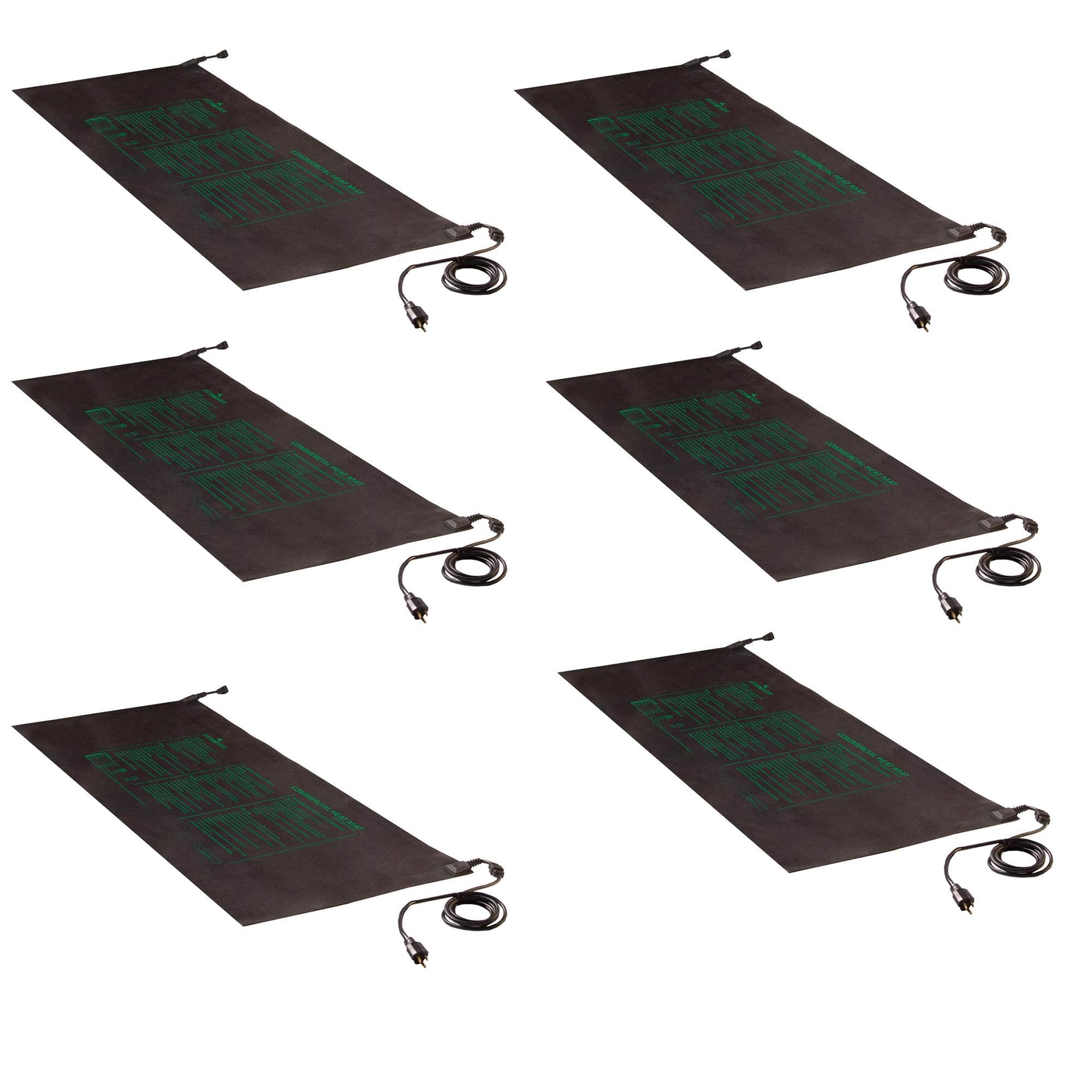Hydrofarm MTMDU Jump Start 60" x 21" Hydroponic Garden Seedling Heat Mat, 6 Pack