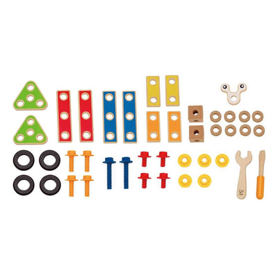 Hape Wooden 42 Piece Toddler Colorful Blocks Basic Builder Play Set (12 Pack)