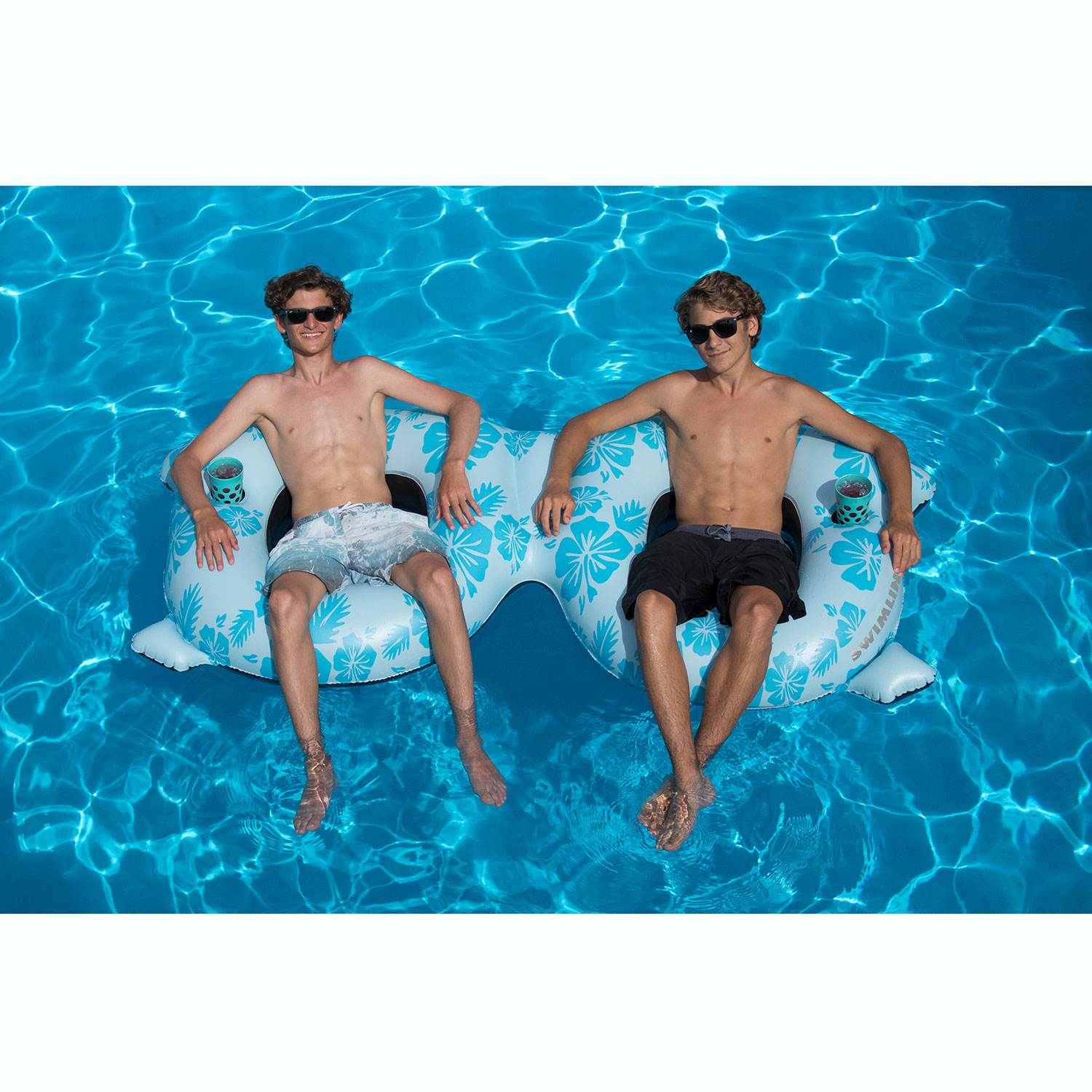 Swimline Inflatable Sunglasses Ride On Raft for Swimming Pool, Blue (2 Pack) - VMInnovations