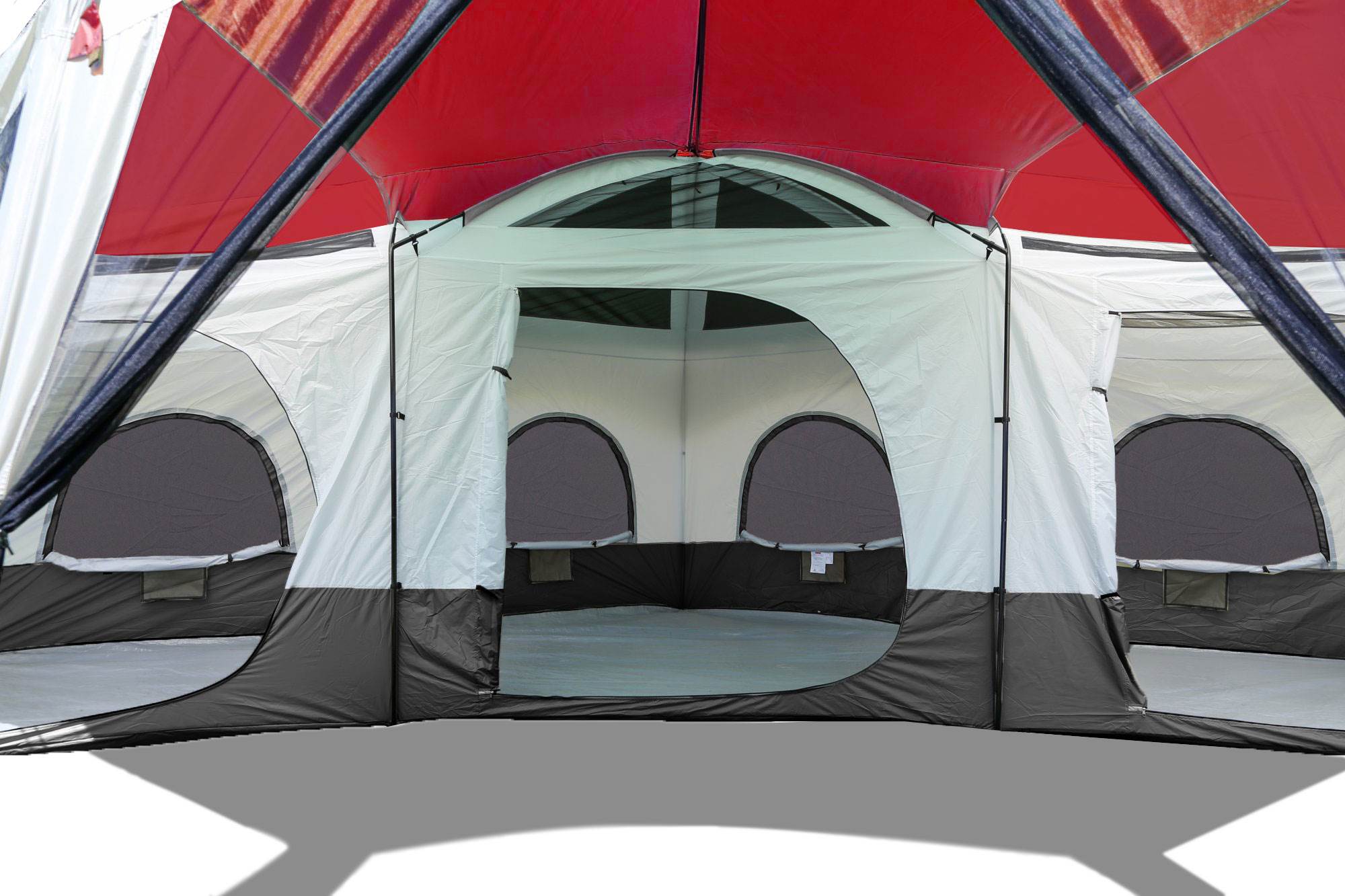 Tahoe Gear 3 Season 14 Person Large 25 x 17.5 Ft Family Cabin Tent, Red (2 Pack)