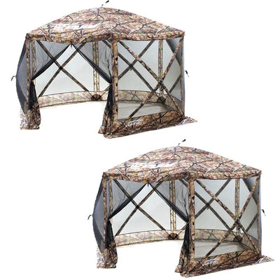 Clam Quick Set Camping Outdoor Gazebo Canopy Shelter Screen, Camouflage (2 Pack)