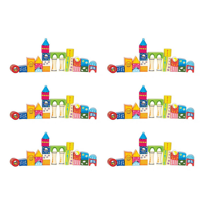 Hape Kids Toddler 26 Piece Fantasia Stacking Wooden Blocks Castle Toy (6 Pack)