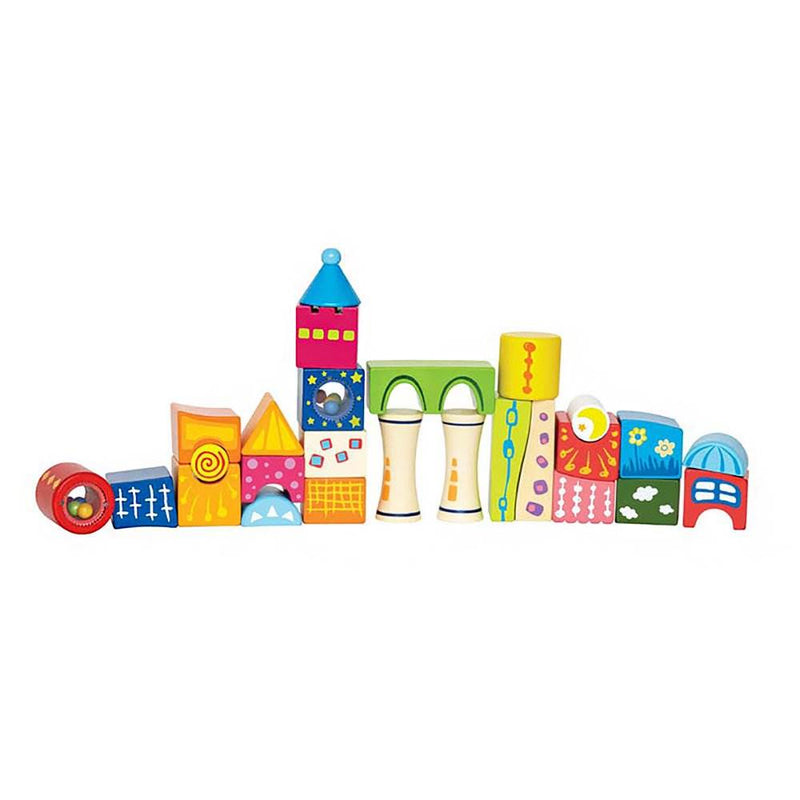Hape Kids Toddler 26 Piece Fantasia Stacking Wooden Blocks Castle Toy (6 Pack)