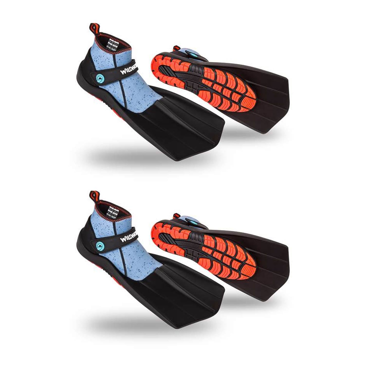 Wildhorn Men's 9 - Women's 9-9.5 Hydro Fins Snorkel Flippers, Manta Ray (2 Pack)