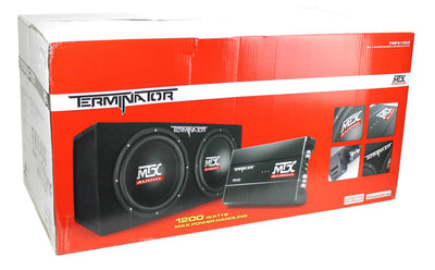 MTX 12" 1200W Dual Loaded Car Subwoofer Audio w/ Sub Box + Amplifier (2 Pack)