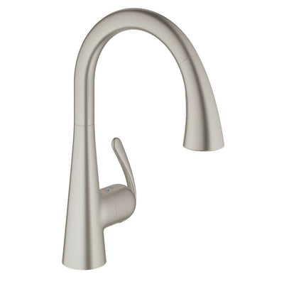 Grohe Ladylux Single Handle Pull Out Swivel Kitchen Faucet Steel Finish (2 Pack)