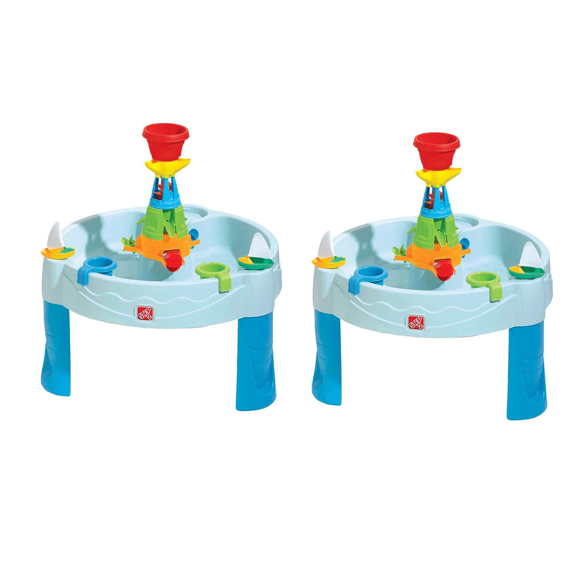Step2 Water Works Plastic Toddler Outdoor Play Table with Accessories (2 Pack)