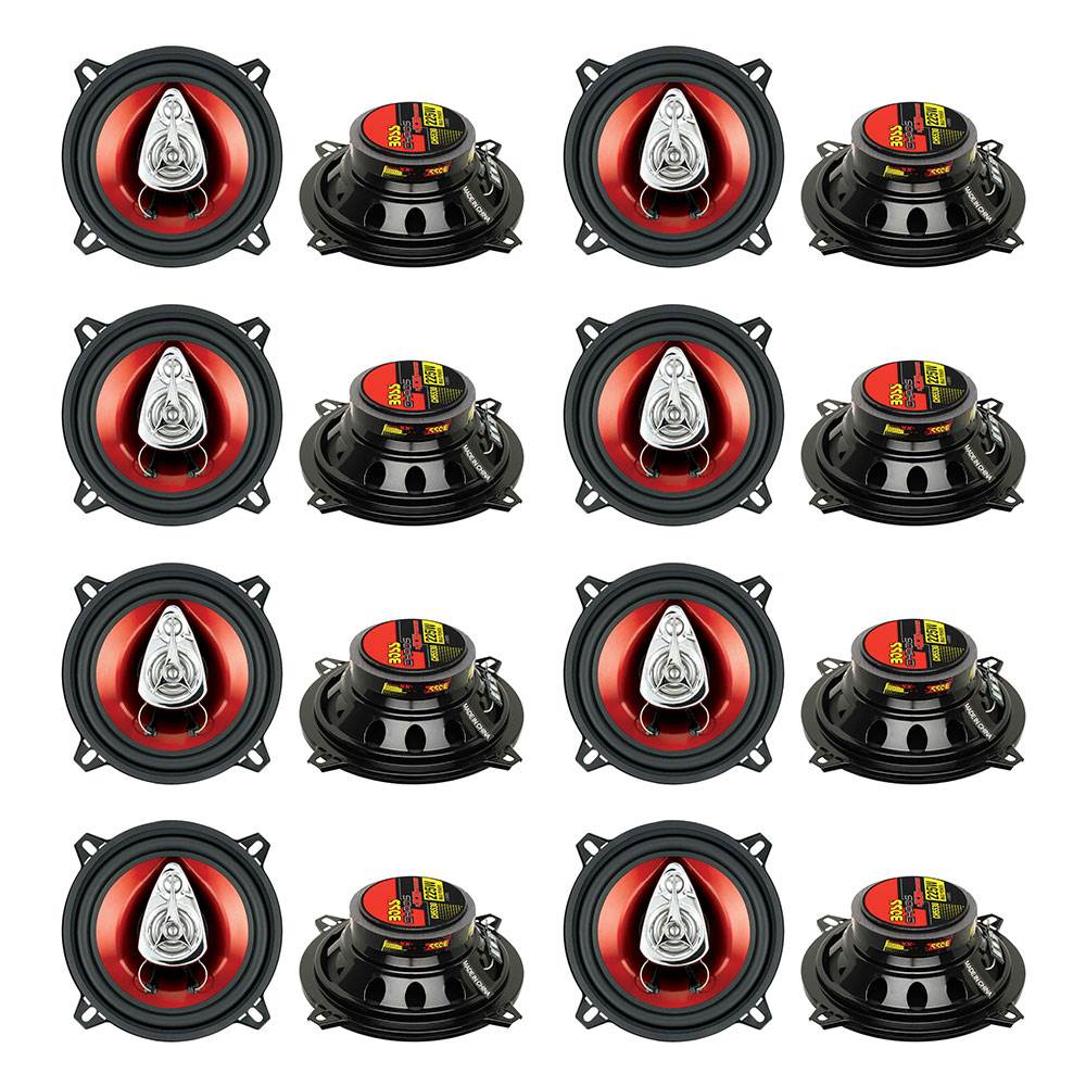 Boss CH5530 5.25" 3-Way 225W Car Audio Coaxial Speakers Stereo, Red (16 Pack)