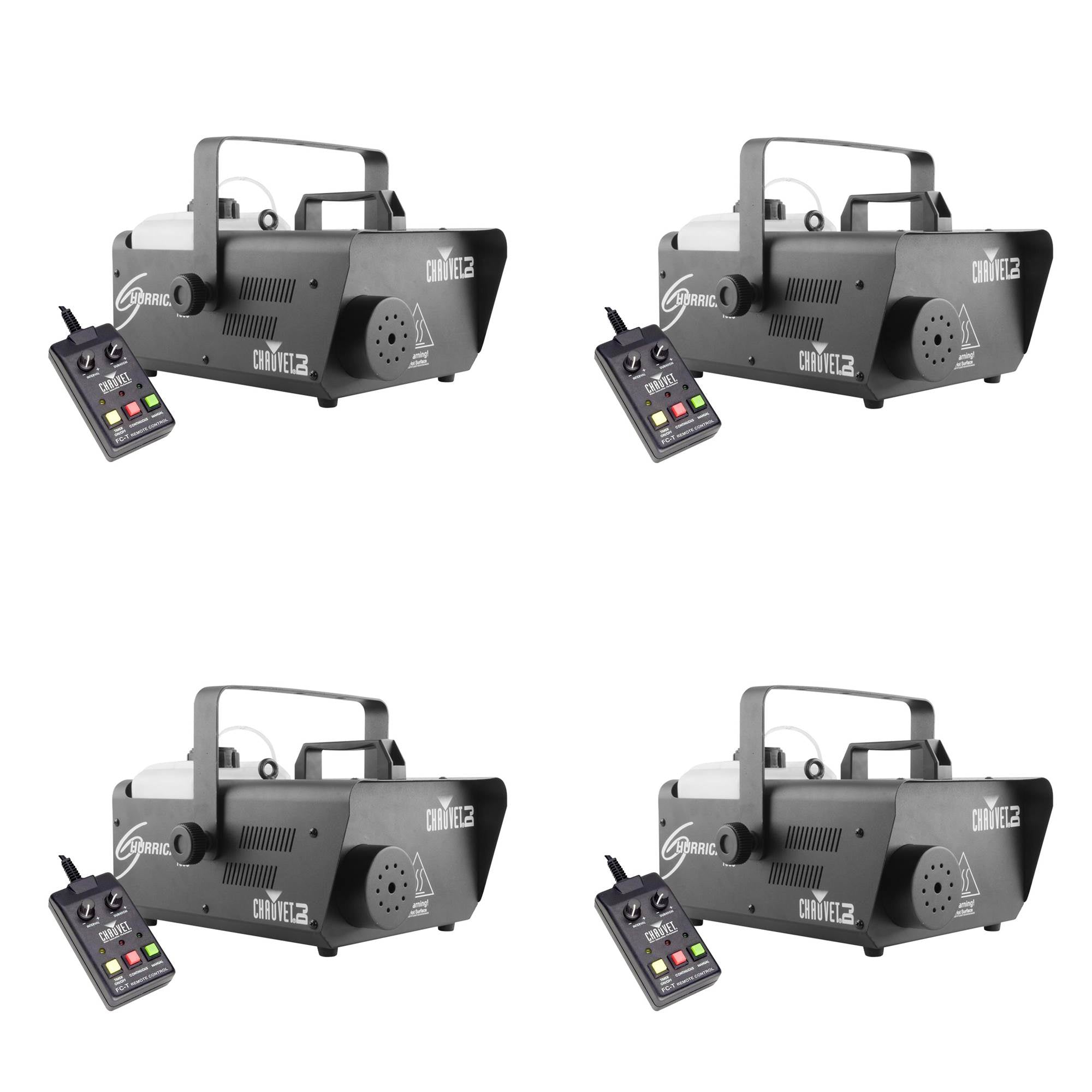 CHAUVET DJ Hurricane 1600 2.4L Pro Fog/Smoke Machine w/FC-T Wire Remote (4 Pack)