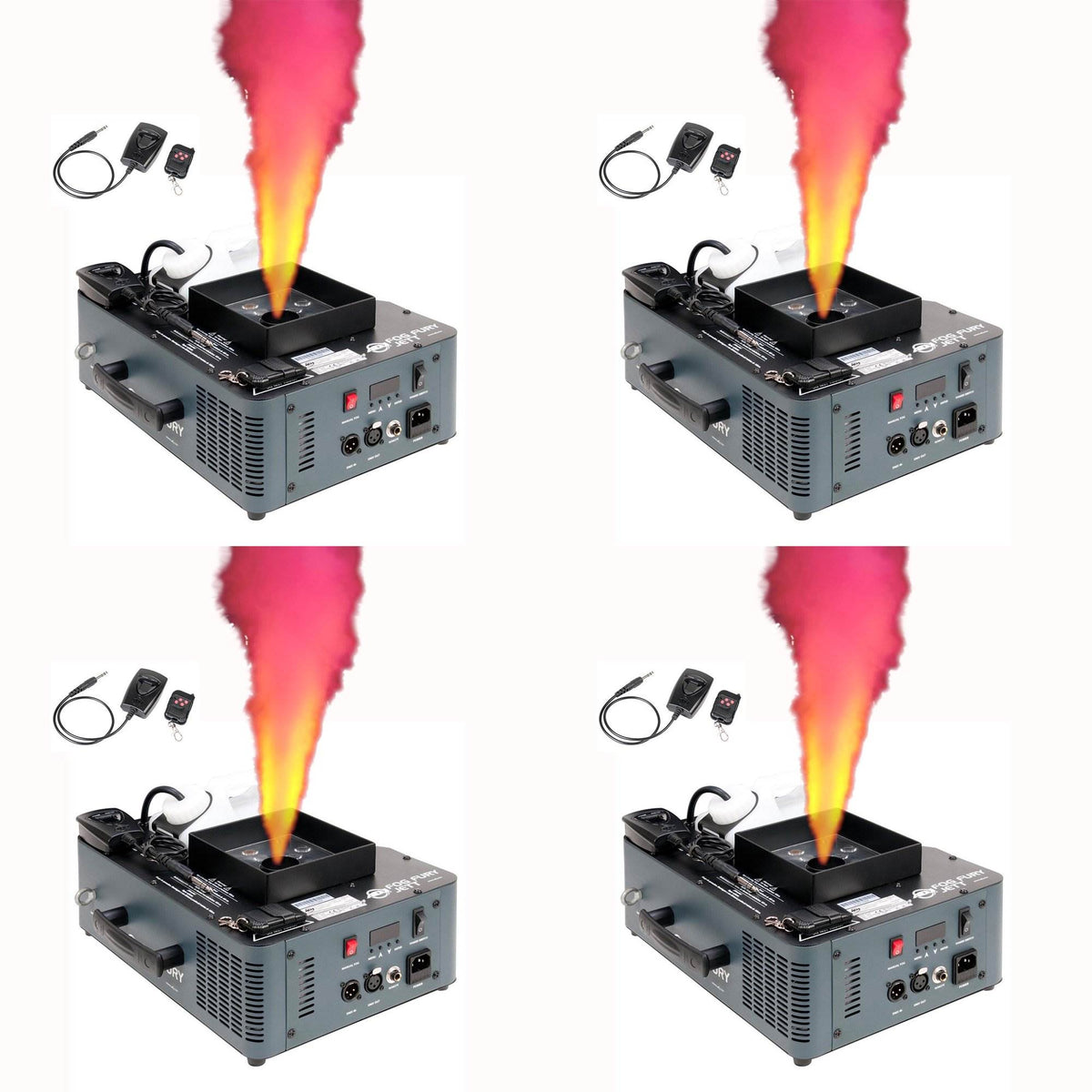 ADJ Fog Fury Jett Smoke Machine and LED Lights with Wireless Remote (4 Pack)