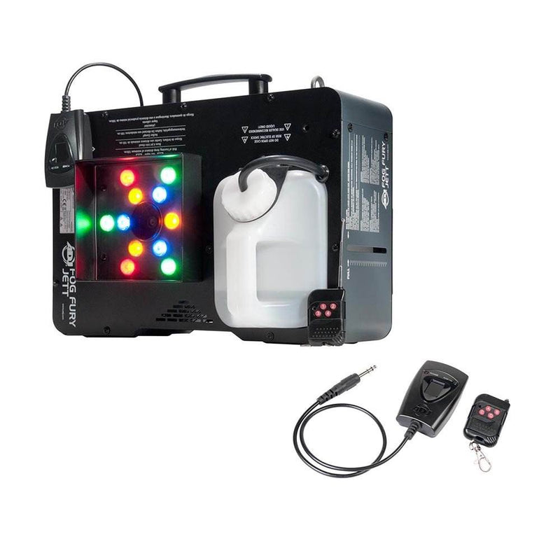 ADJ Fog Fury Jett Smoke Machine and LED Lights with Wireless Remote (4 Pack)