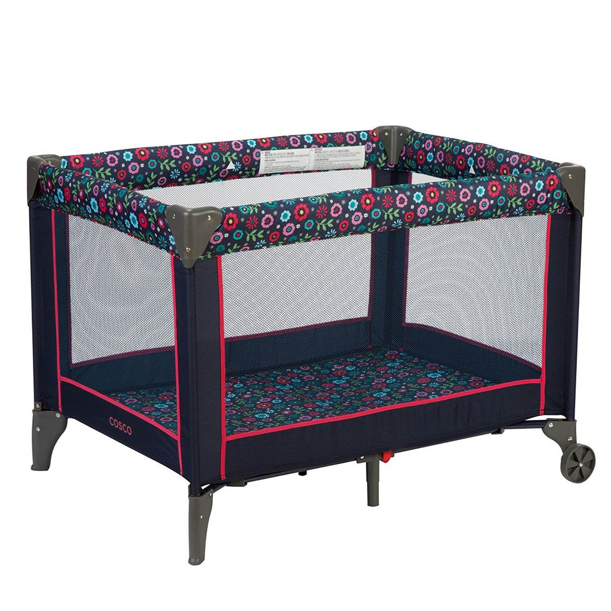 Cosco Funsport Compact Playpen Portable Infant Play Yard, Flower Garden (2 Pack)