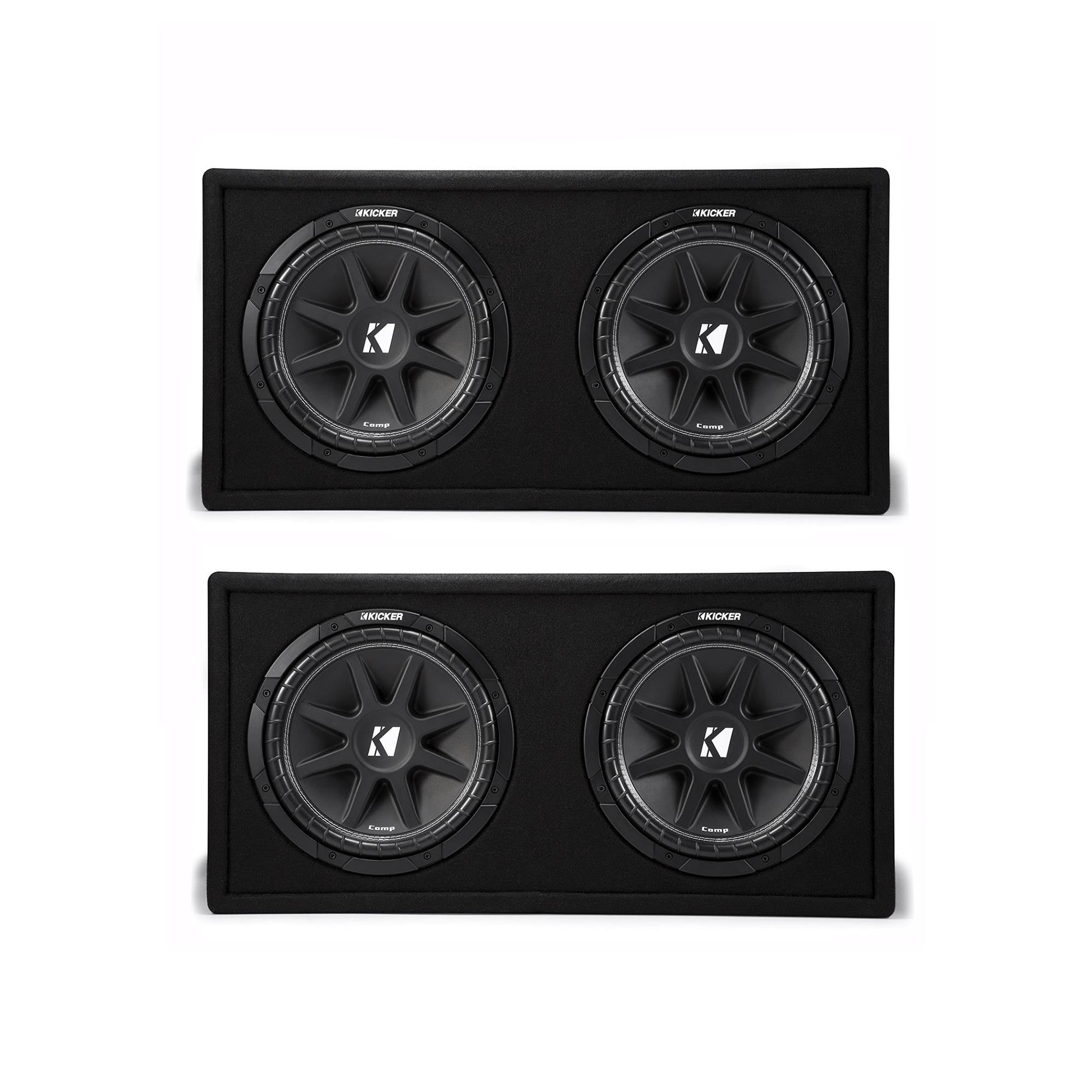 Kicker 12 Inch 600 Watt Comp Dual Car Audio Loaded Subwoofer Enclosure (2 Pack)