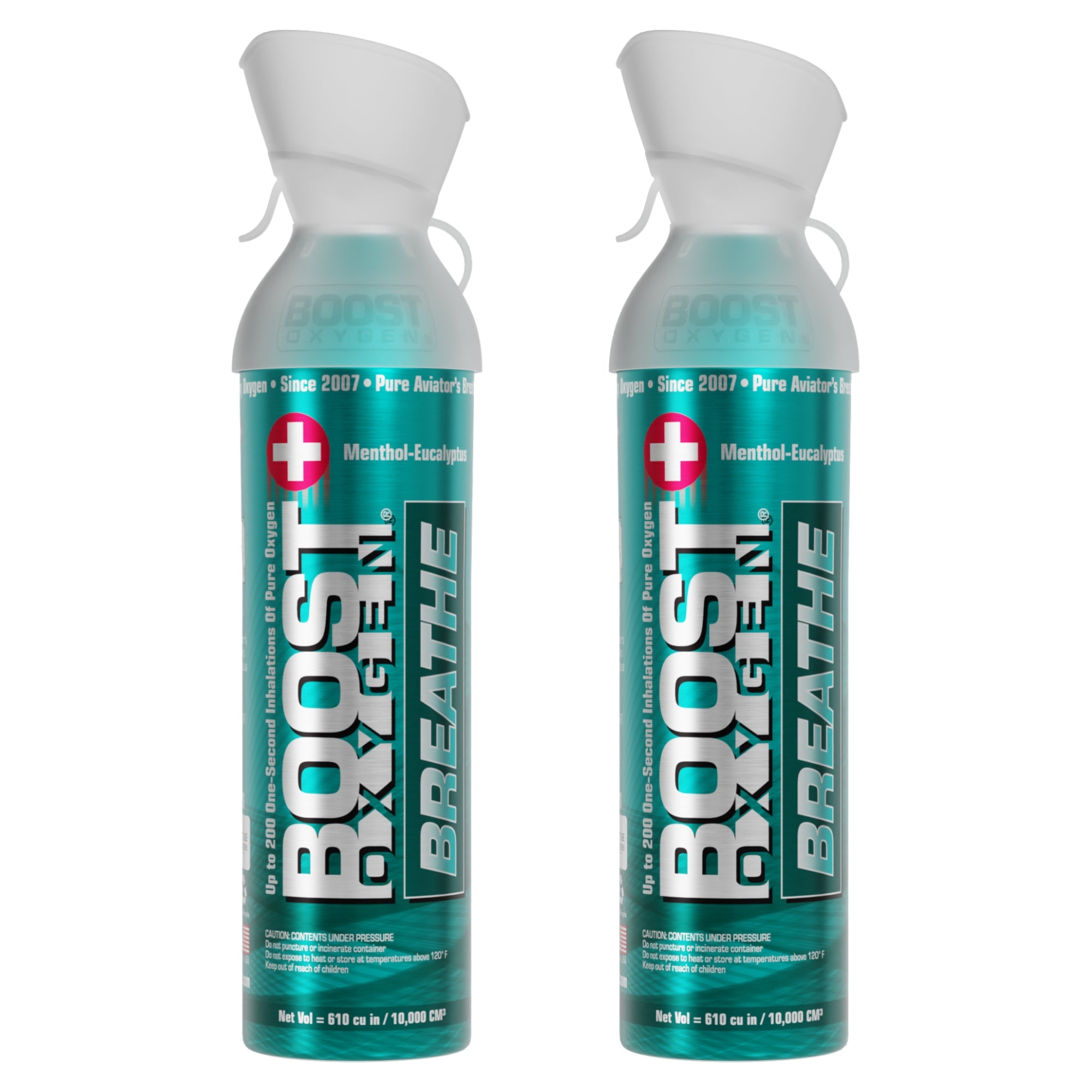 2 Pack 10L Boost Oxygen Natural Portable Pure Canned Oxygen, Menthol Eucalyptus