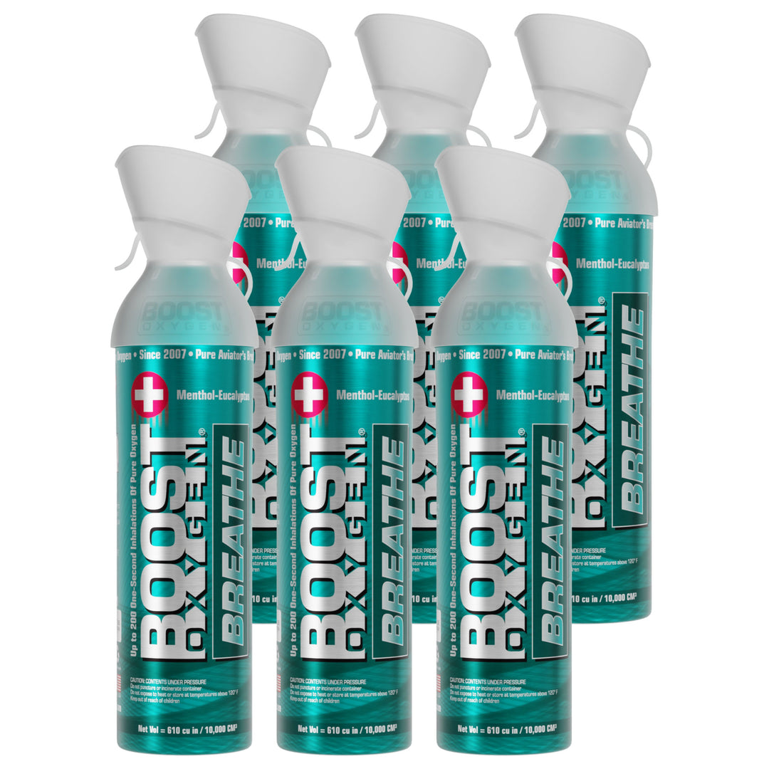 Boost Oxygen Natural Portable 10 Liter Pure Oxygen Canister, Menthol (6 Pack) - VMInnovations